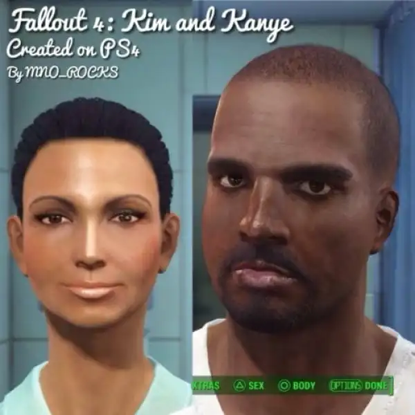 Fallout 4, character creation, Kim Kardashian, Kanye West