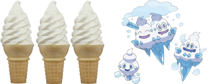 Pokémon, Vanillite, Vanillish, Vanilluxe, soft serve ice cream