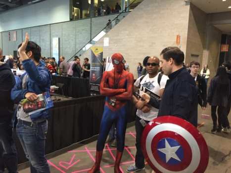 Even Spider-Man has to wait on line.
