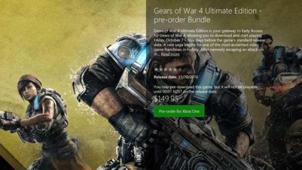 Gears of War, 4, Ultimate Edition, Bundle, Early Access, Revealed, Xbox One, Release Date, Season Pass