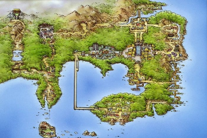 The Kanto region from the Pokémon series.