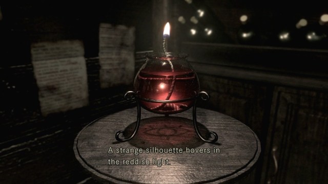 The red oil lamp, as seen in Resident Evil (2002). While lit, an eye icon can be seen below.