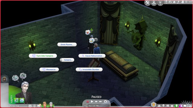 Asking a Sim to turn into a vampire