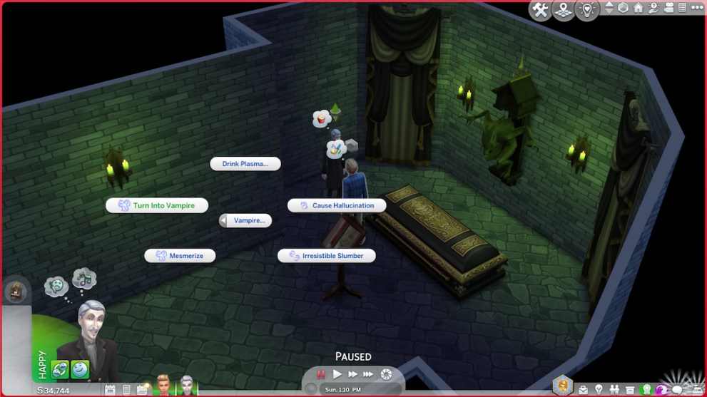 Asking a Sim to turn into a vampire