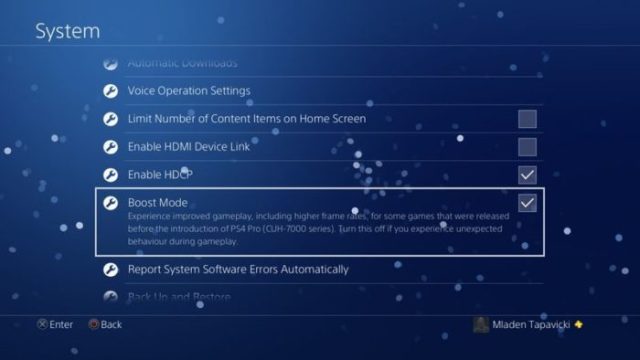 PS4 Pro Boost Mode