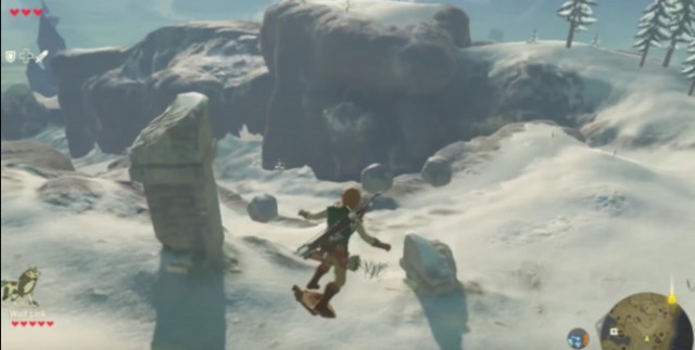 LINK CAN SNOWBOARD ON HIS SHIELD