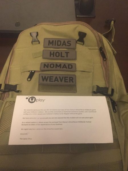 Ghost Recon Backpack Apology