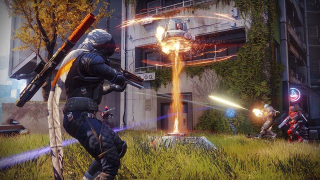 4 characters shooting at each other in Destiny 2