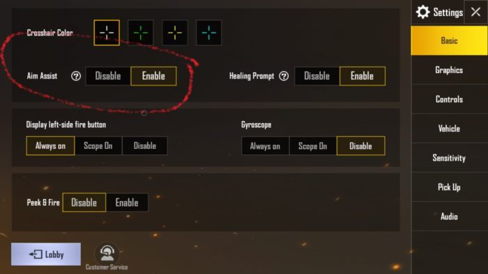 pubg mobile tips aim assist