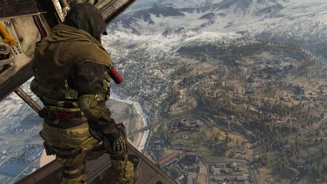 Soldier prepares to jump from a plane in CoD Warzone 2.0.