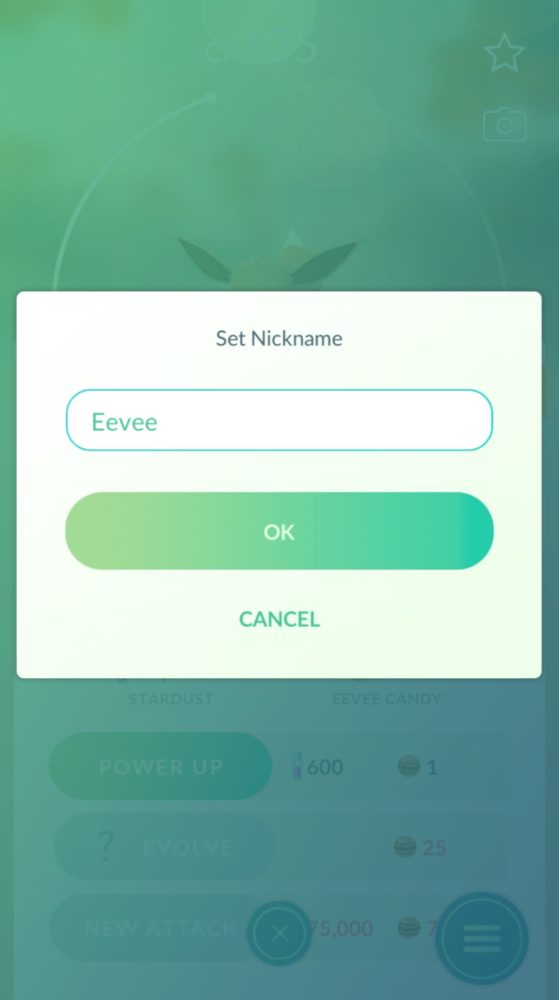how to use eevee evolution nickname trick in pokemon go