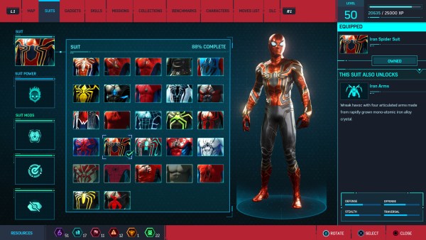 spider-man PS4, how to change suits