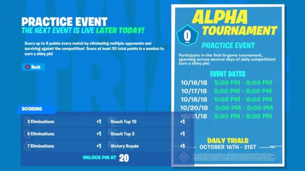 how to get points in alpha tournament, fortnite, fortnite alpha tournament