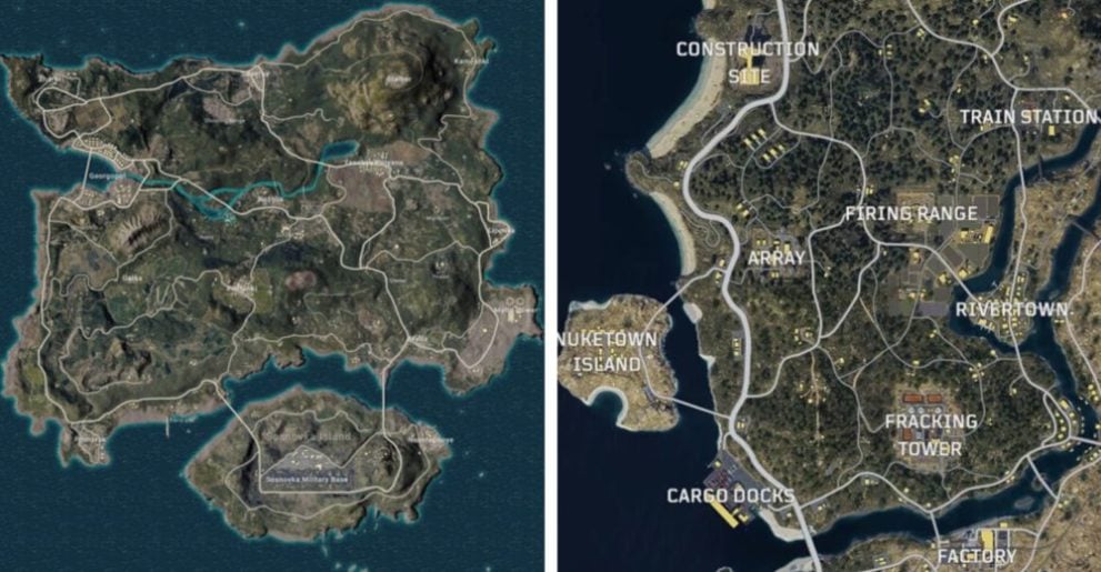 PUBG vs. Blackout, Map