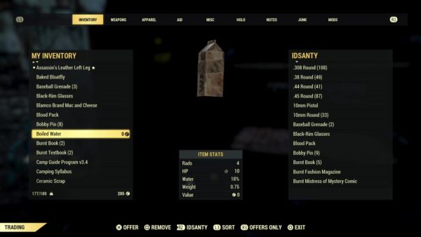 fallout 76, trade, trade items with friends