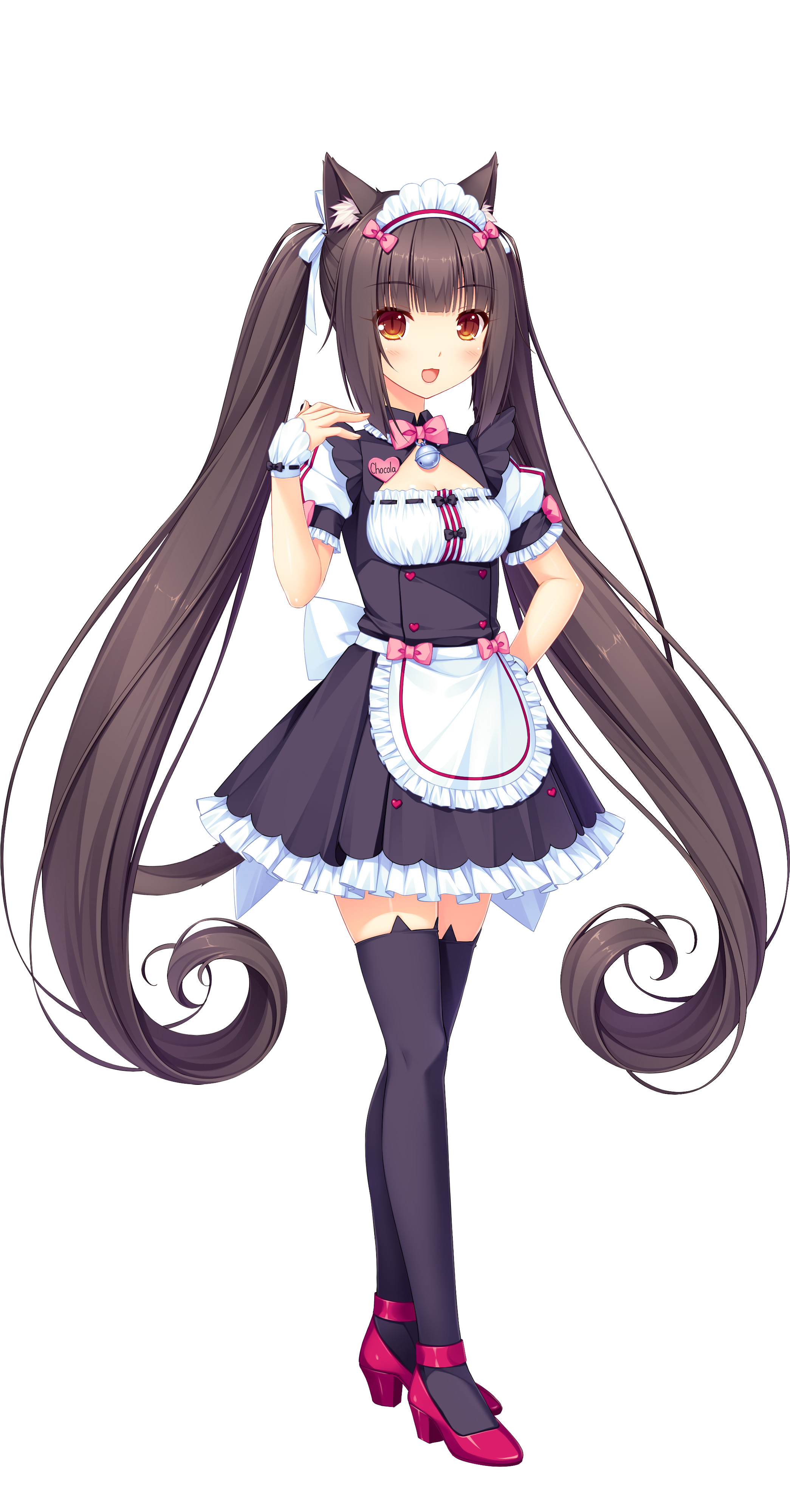 Game Nekopara Chocola Cosplay Costume Maid Dress with Cat Ears Cute ...