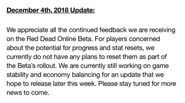 red dead online, beta, update, progress