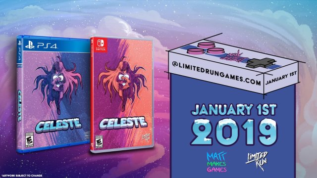 Celeste, Physical, Limited Run, Switch, PS4, Kinda Funny, Windjammers