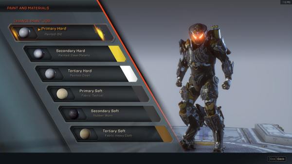 how to change javelin color in Anthem