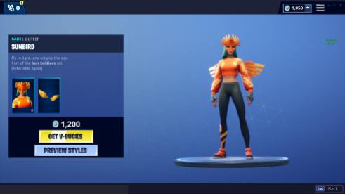Fortnite Item Shop Sunbird Skin