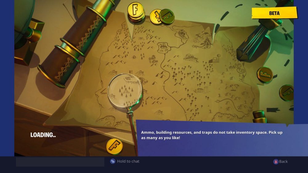 Search where the magnifying glass sits at the Treasure Map loading screen Fortnite