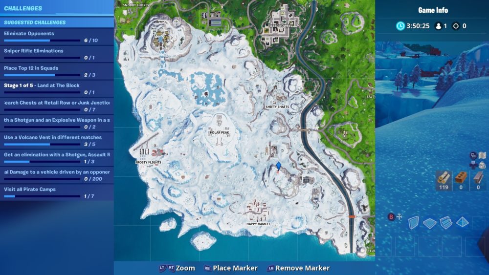 fortntie magnifying glass treasure map location map - fortnite search between a magnifying glass
