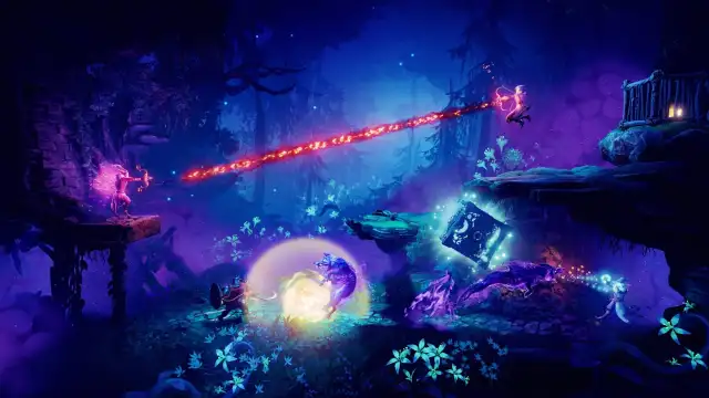 Three players casting spells in Trine 4