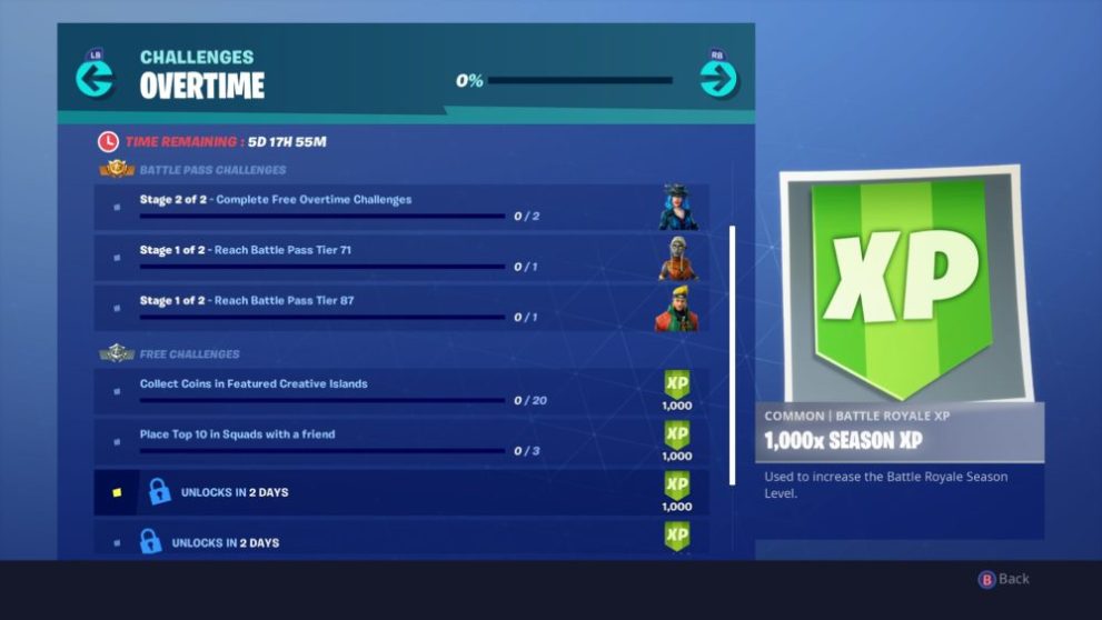 Fortnite Season 8 Overtime Challenges