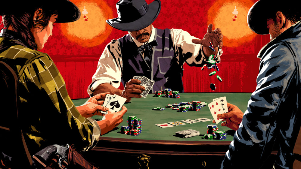 red dead online, how to play poker
