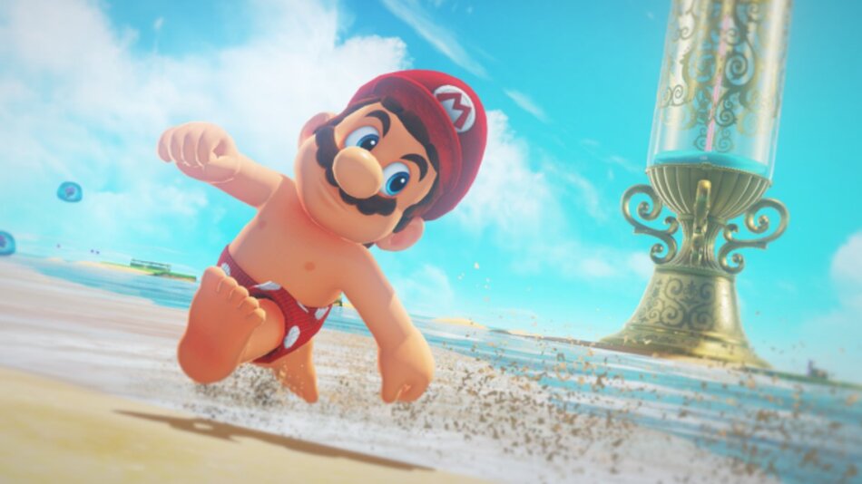 Super Mario Odyssey's beach themed world