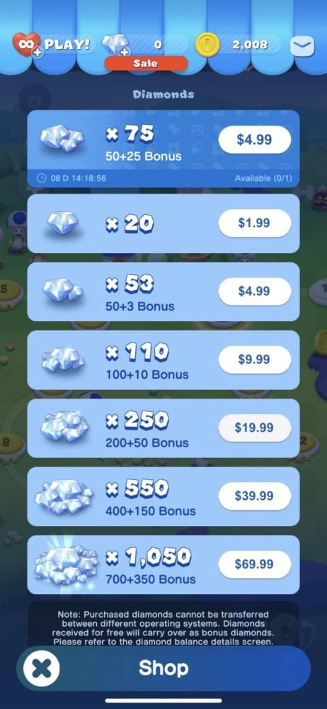how to get diamonds, microtransactions in dr mario world