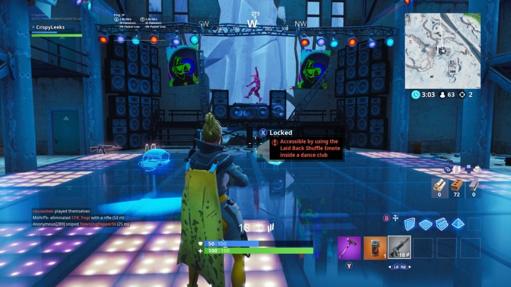 Fortbyte 5 Location: Laid Back Shuffle Inside a Dance Club in Fortnite