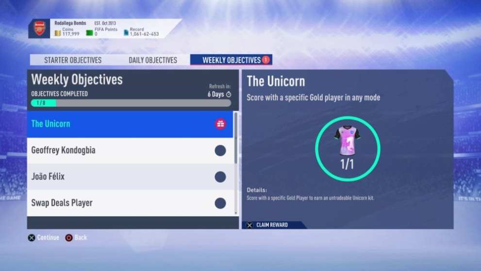 FIFA 19, unicorn kit, weekly objective