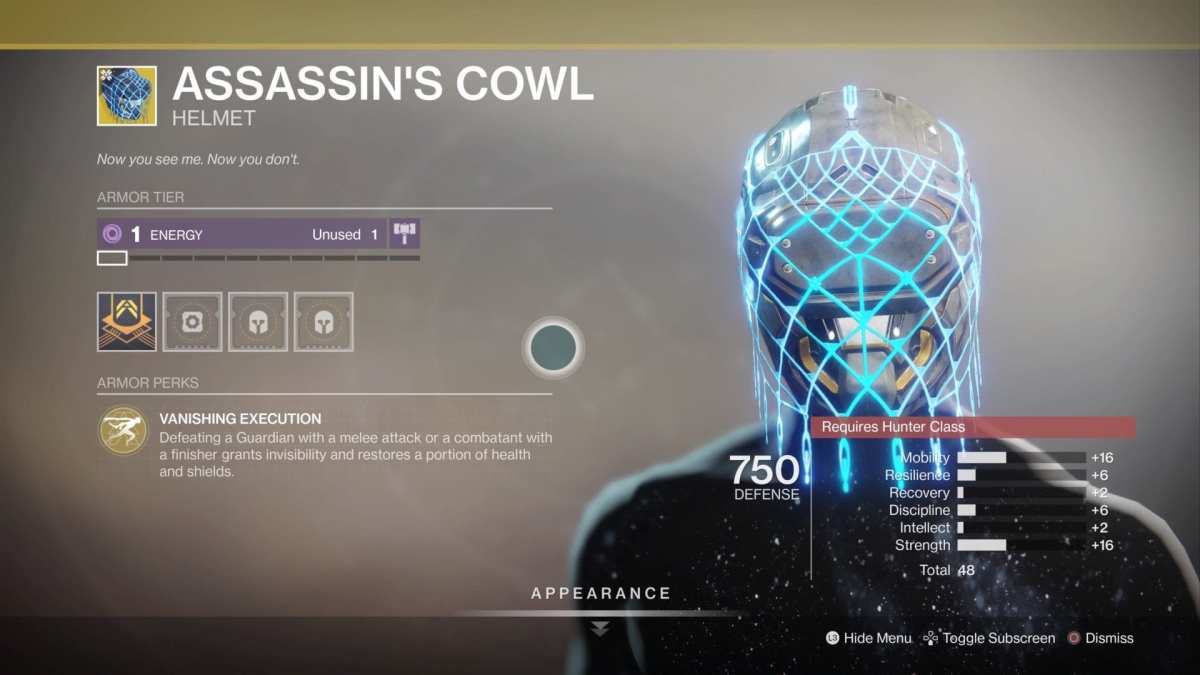 how to get, assassin's cowl, destiny 2, exotic
