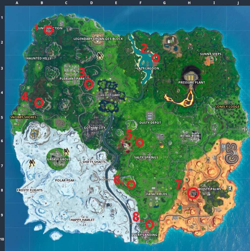 Fortnite Bat Signals locations