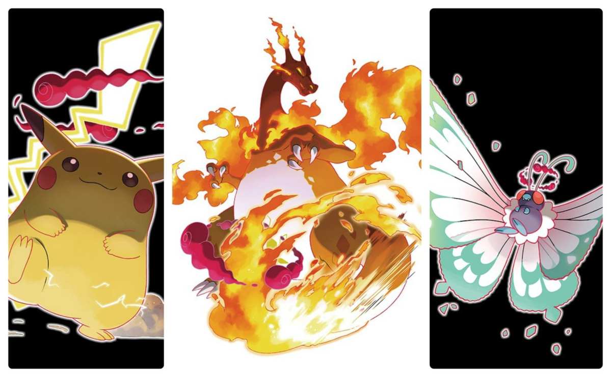 pokemon sword and shield key art, screenshots, gigantamax forms