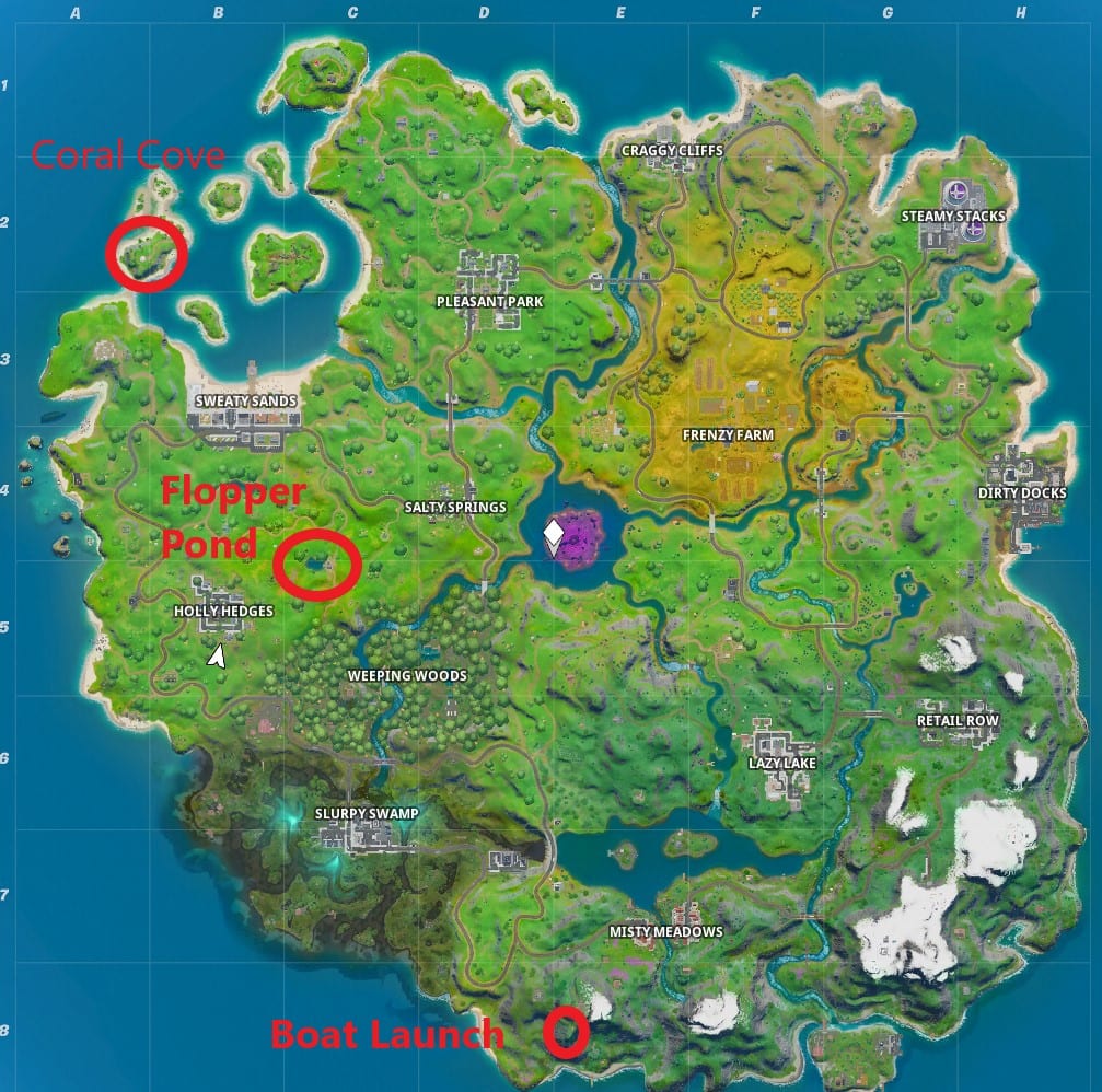 Fortnite Boat Launch, Coral Cove, Flopper Pond Locations ... - 1007 x 998 jpeg 198kB