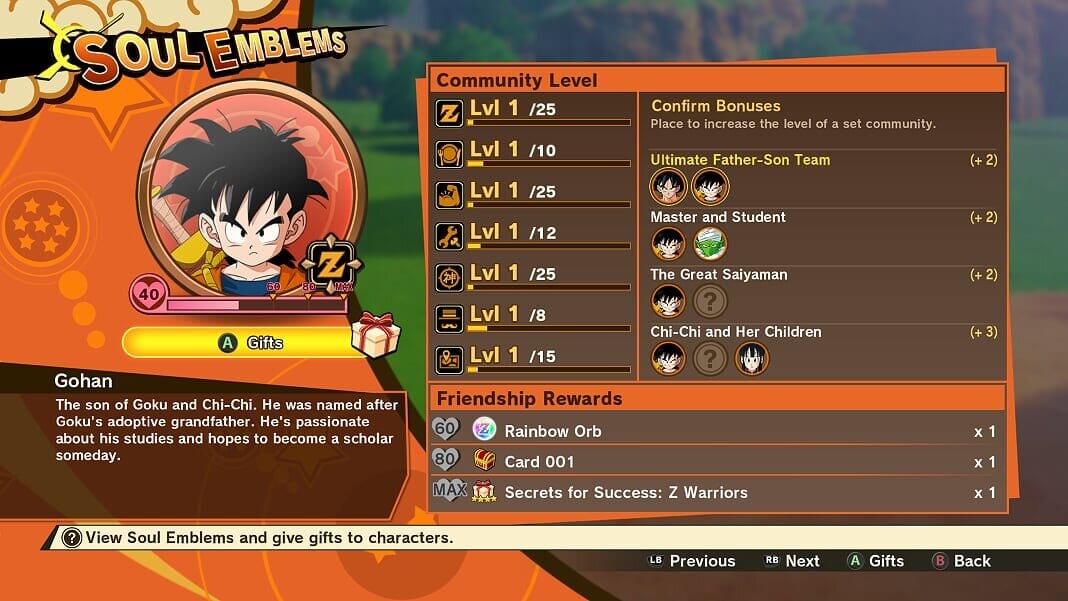 Dragon Ball Z Kakarot How to Use Gifts Twinfinite