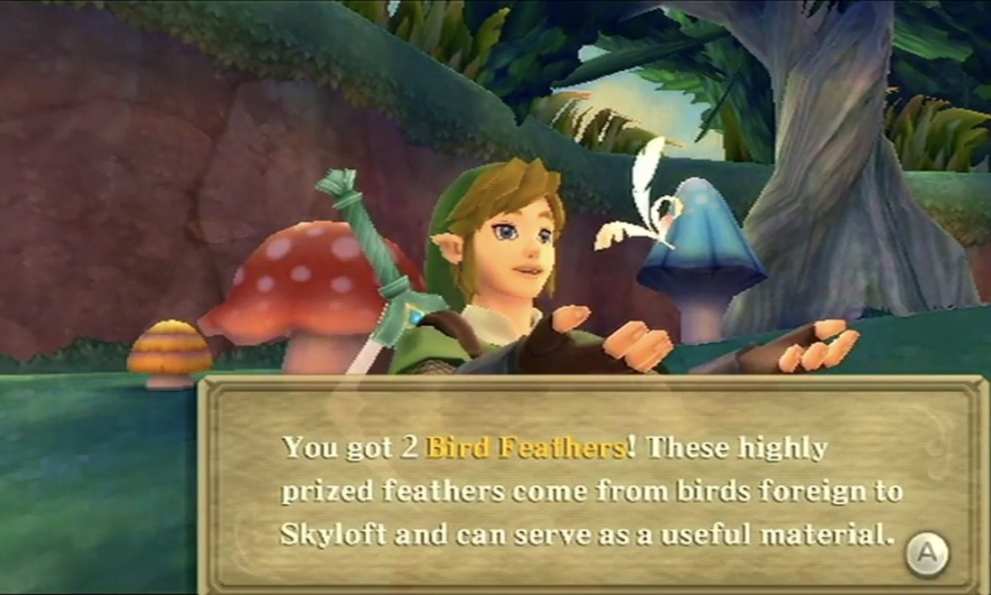 Skyward sword, bird feathers