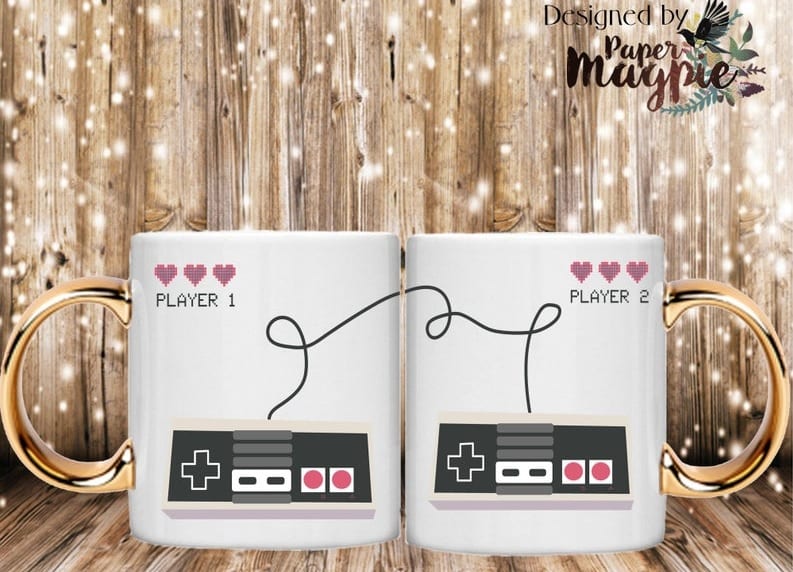 player 1 and player 2, mugs, 7 Romantic Video Game Gifts to Give to Your Significant Other for Valentine's Day