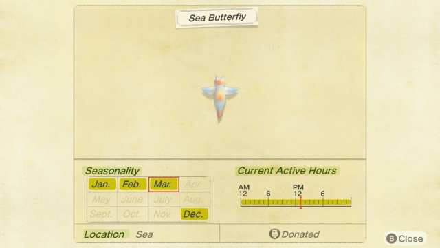 getting sea butterfly animal crossing new horizons