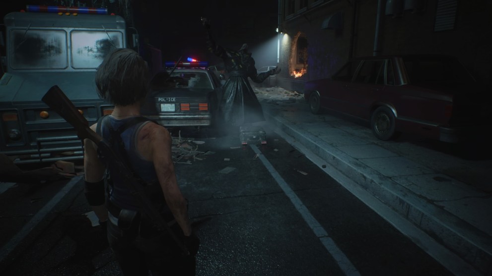 Nemesis Dropping a STARS Supply Crate in Resident Evil 3