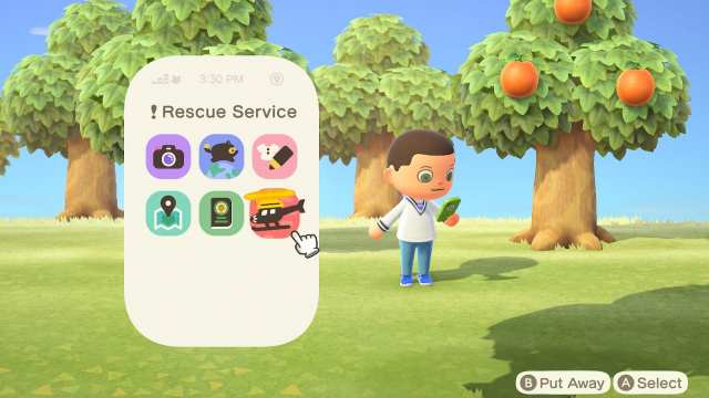how to call rescue service in Animal Crossing New Horizons