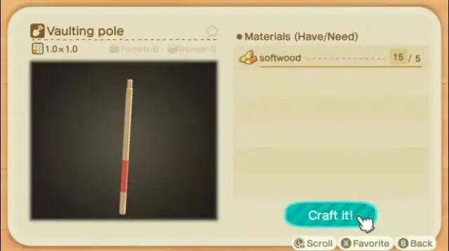 vaulting pole in Animal Crossing New Horizons