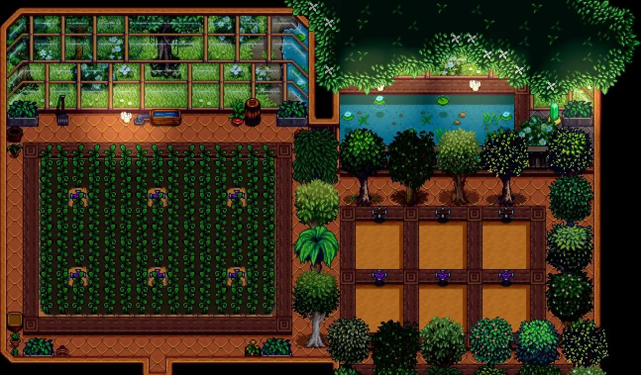 Стардью валли нексус. Greenhouse Stardew Valley. Sprincler Stardew Valley. Stardew Valley Oasis Greenhouse. Stardew Valley Greenhouse Layout.