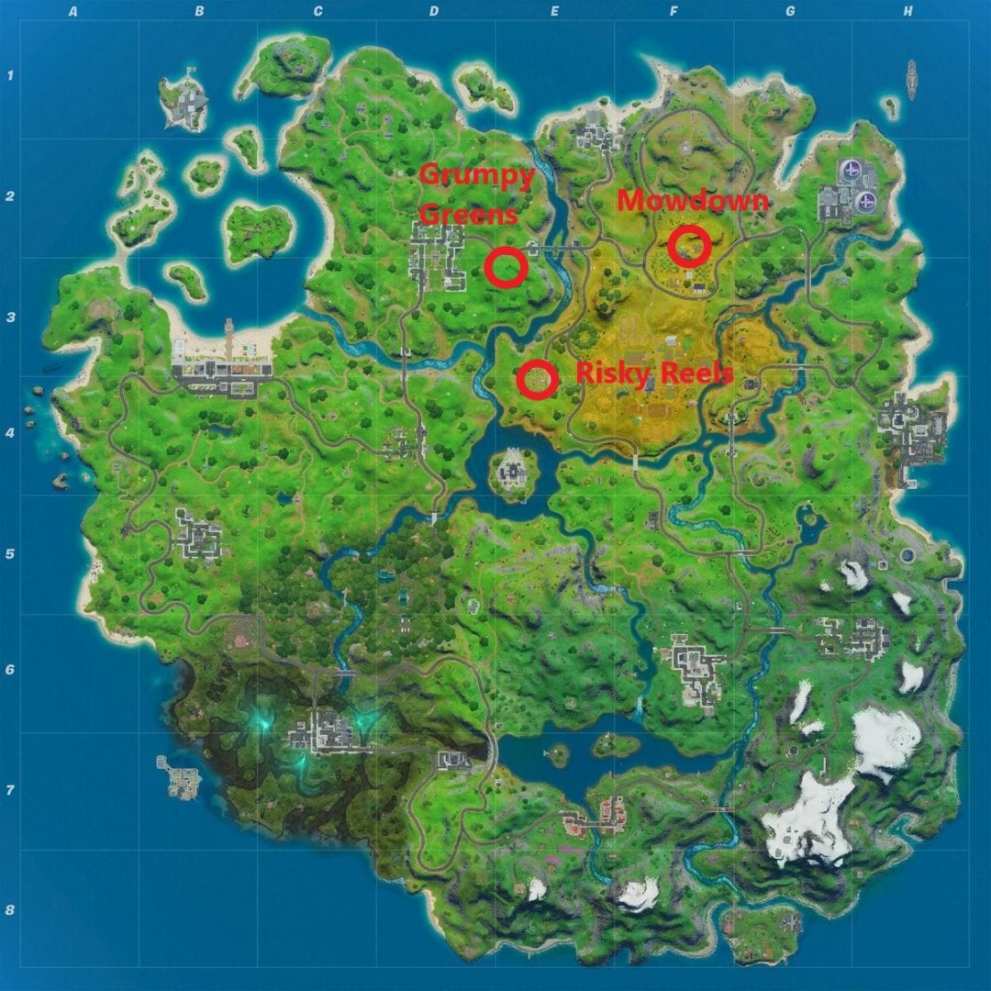 Grumpy Greens, Mowdown, Risky Reels, Fortnite