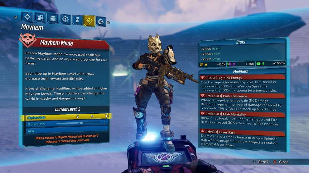 Borderlands 3 Mayhem 2.0 Menu