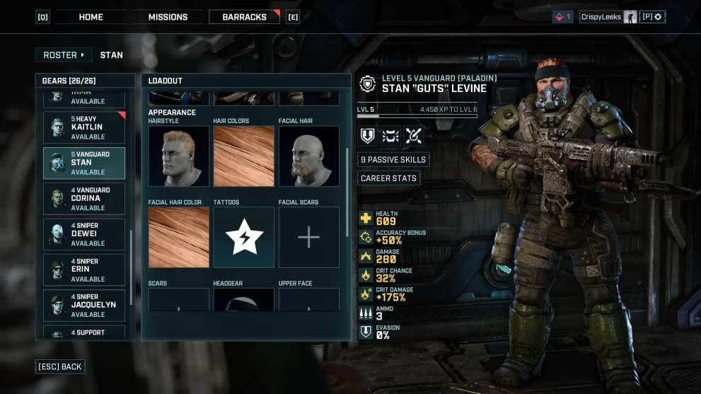 customize character appearance gears tactics