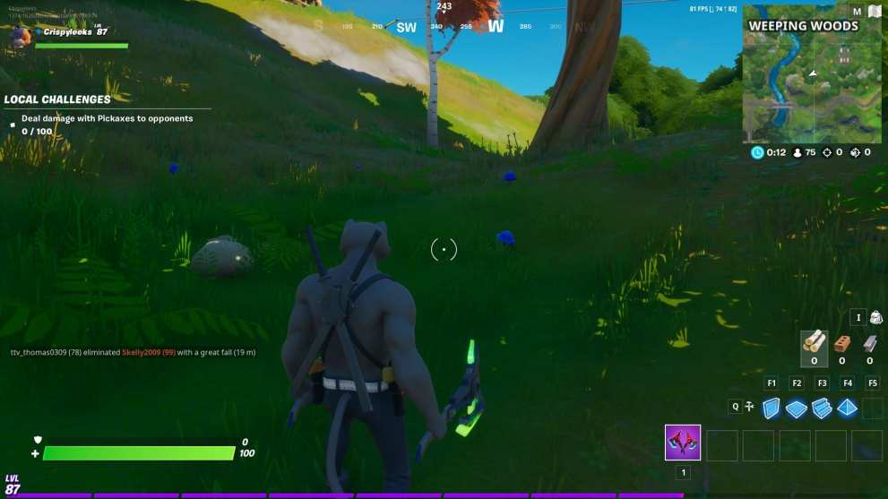 consuming foraged mushrooms in Fortnite