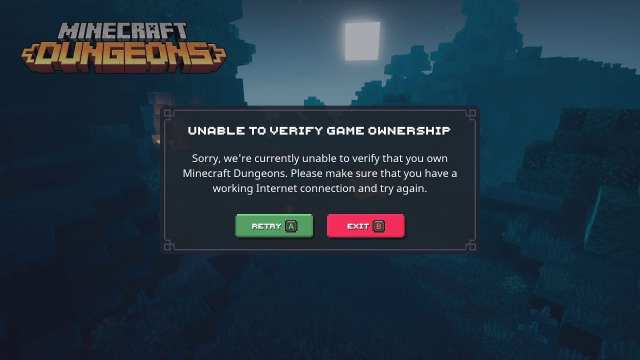 verify game ownership minecraft dungeons